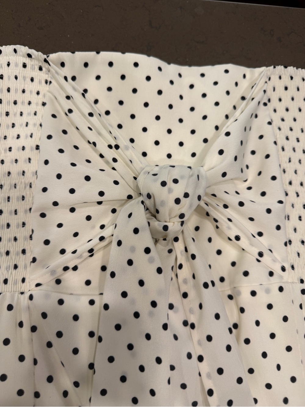 NWOT Cream Polka Dot Strapless Front Tie Jumpsuit Sz: XL - Picture 11 of 16